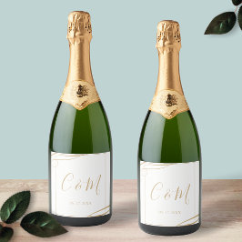 Elegant Guld Monogram Bröllop Vin