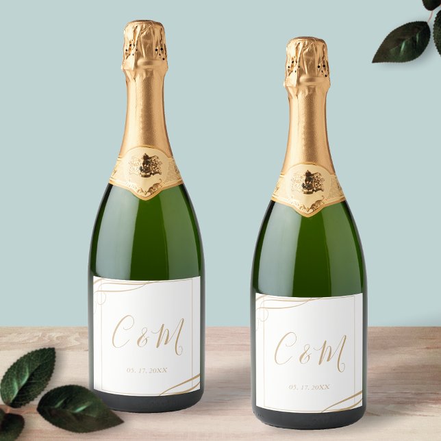 Elegant Guld Monogram Bröllop Vin (Skapare uppladdad)
