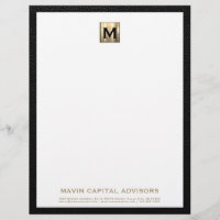 Elegant Guld Monogram Business Letterhead