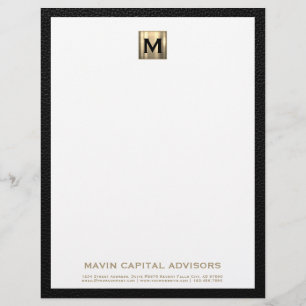 Elegant Guld Monogram Business Letterhead Brevhuvud