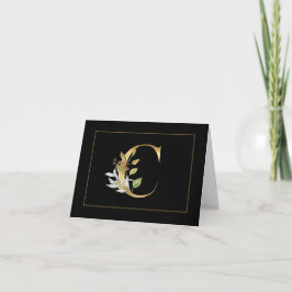 Elegant Guld Monogram C med blomsteranteckningskor Anteckningskort