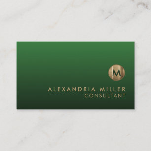 Elegant Guld Monogram Emerald Grönt Visitkort