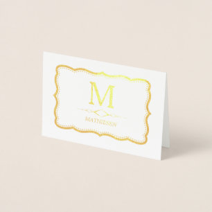 Elegant Guld Monogram Folierat Kort