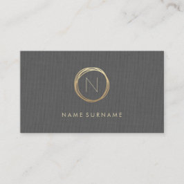 Elegant guld- Monogram för modernt Minimalist grå Visitkort