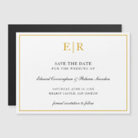 Elegant Guld Monogram Formell Bröllop spara datum