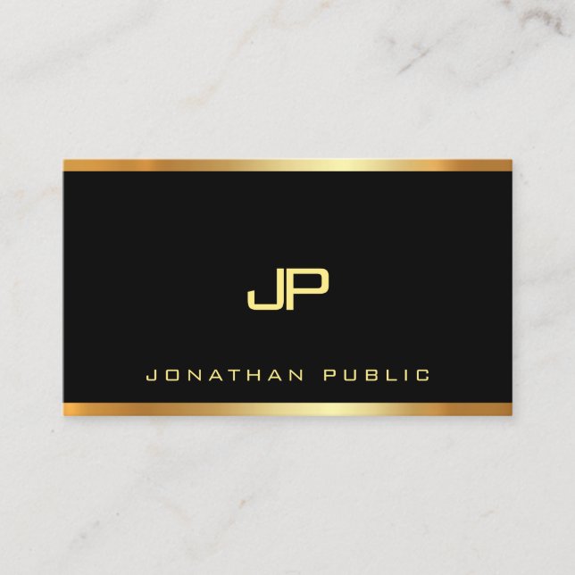 Elegant Guld Monogram Glam Plain Modern Luxury Visitkort (Framsida)