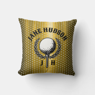Elegant Guld Monogram Golf Design Kudde