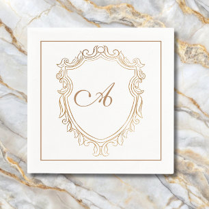 Elegant Guld Monogram Initial Pappersservett