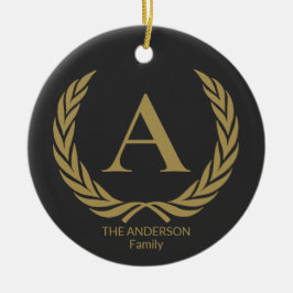 Elegant guld monogram julgransprydnad keramik