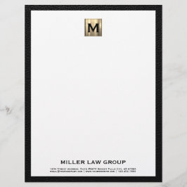 Elegant Guld Monogram Letterhead Brevhuvud