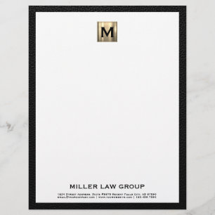 Elegant Guld Monogram Letterhead Brevhuvud