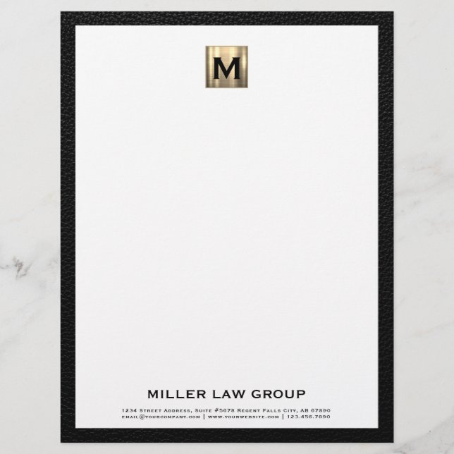 Elegant Guld Monogram Letterhead Brevhuvud (Framsida)