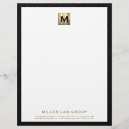 Elegant Guld Monogram Letterhead Brevhuvud