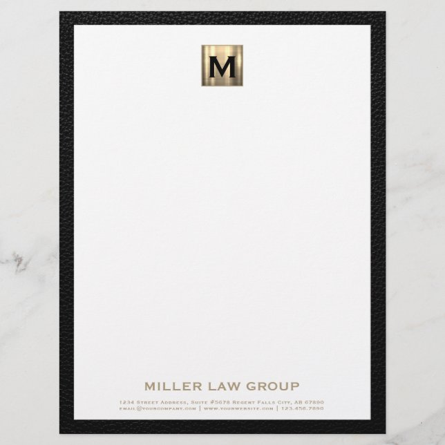 Elegant Guld Monogram Letterhead Brevhuvud (Framsida)