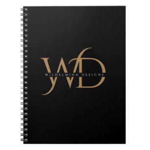 Elegant Guld Monogram Luxuriös typografi svart Anteckningsbok