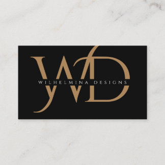 Elegant Guld Monogram Luxurit typografi svart Visitkort