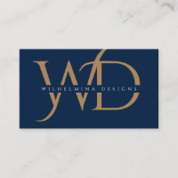 Elegant Guld Monogram lyxtypografi Mörk blått