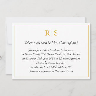 Elegant Guld Monogram Möhippa Luncheon Inbjudningar
