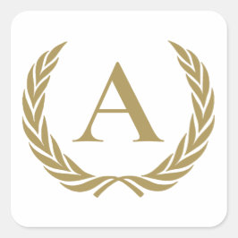 Elegant guld monogram och utandning fyrkantigt klistermärke