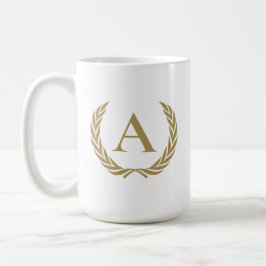 Elegant guld monogram och utandning kaffemugg