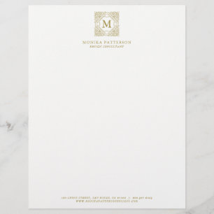 Elegant Guld Monogram Ornamental Ram Brevhuvud