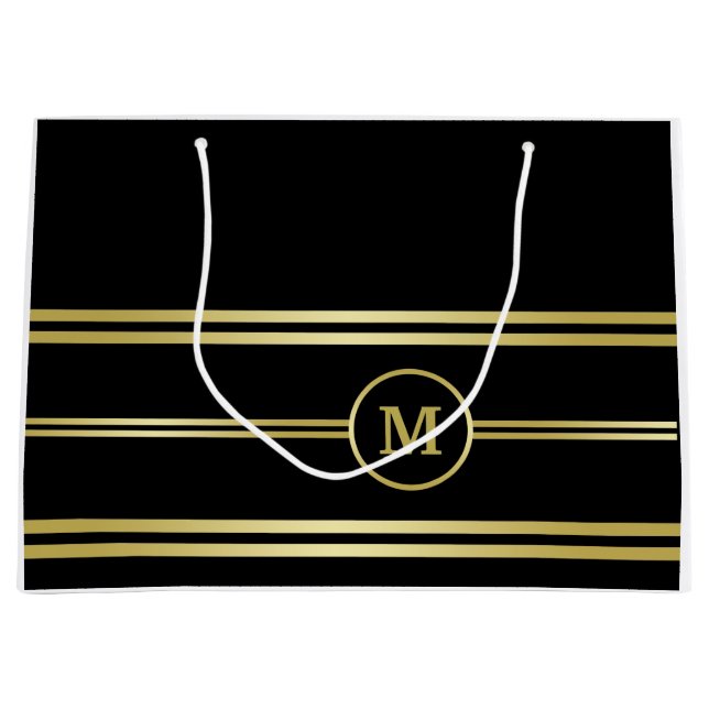 Elegant guld Monogram på svart (Framsidan)