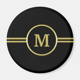 Elegant guld Monogram på svart magnet
