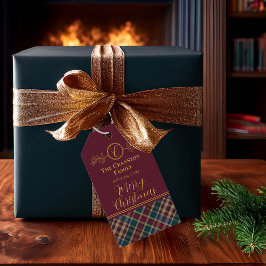 Elegant Guld Monogram Play - Cranberry Blue Teal Presentetikett