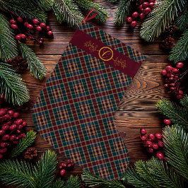 Elegant Guld Monogram Play - Cranberry Blue Teal Stor Julstrumpa