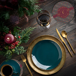 Elegant Guld Monogram Play-Helgdag Underlägg Papper Rund