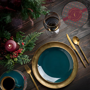 Elegant Guld Monogram Play-Helgdag Underlägg Papper Rund