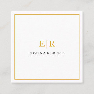 Elegant Guld Monogram Professionell Fyrkantigt Visitkort