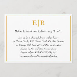 Elegant Guld Monogram Rehearsal Middag Inbjudningar