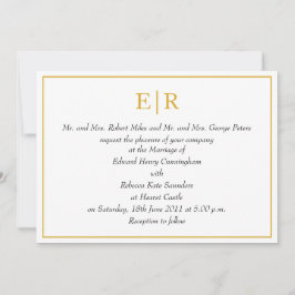 Elegant Guld Monogram Royal Bröllop Inbjudningar