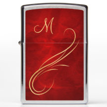 Elegant Guld Monogram Swirl on Red