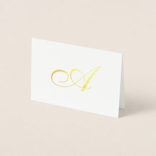 Elegant Guld Monogram Tackkort-kort Folierat Kort