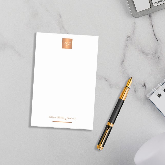 Elegant guld monogrammad namn personlig post-it block (Skapare uppladdad)