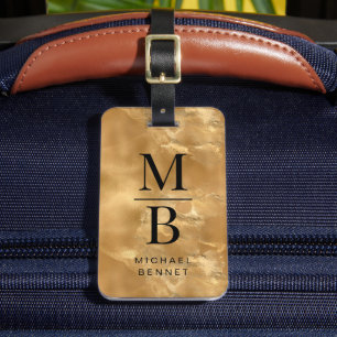 Elegant Guld Monogrammed Bagagebricka