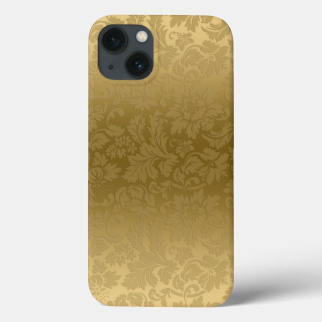 Elegant Guld Monokroma Blommigt Damasker Mönster (Baksida)