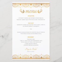 Elegant Guld Mönster Indiska Bröllop Menu