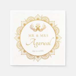 Elegant Guld Mönster Indiska Bröllop Pappersservett