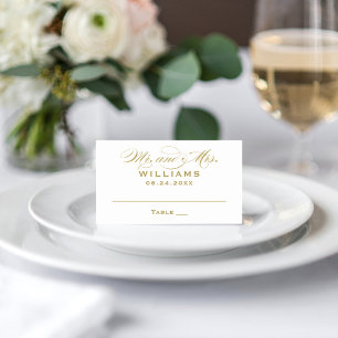 Elegant guld Mr och Mrs kalligrafi bröllop Placeringskort