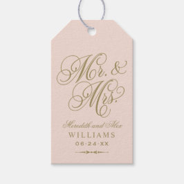Elegant  Guld Mr. och Mrs. Script Monogram Presentetikett