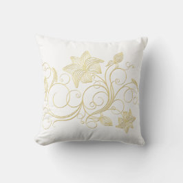 Elegant guld murgröna blomma och blad kudde