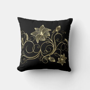 Elegant Guld Murgröna Blomma och blad Kudde