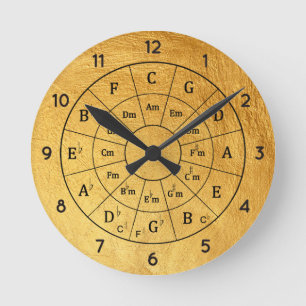 Elegant Guld Musical Circle of Fifths for Music Rund Klocka