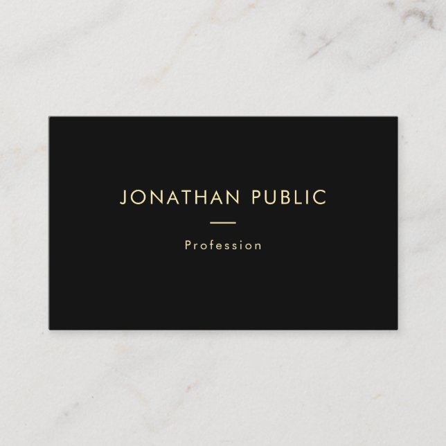 Elegant Guld Namn Black Template Professionell Visitkort (Framsida)