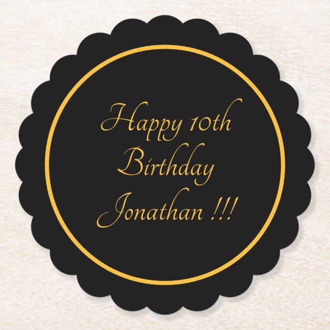 Elegant Guld Namn Grattis på födelsedagen, uppring Underlägg Papper (Framsida)