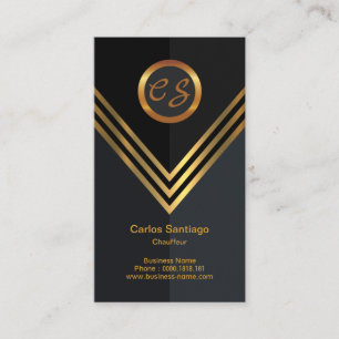 Elegant Guld Namn Initialer Monogram chaufför Visitkort