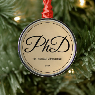 Elegant Guld Namn PhD Studenten Julgransprydnad Metall